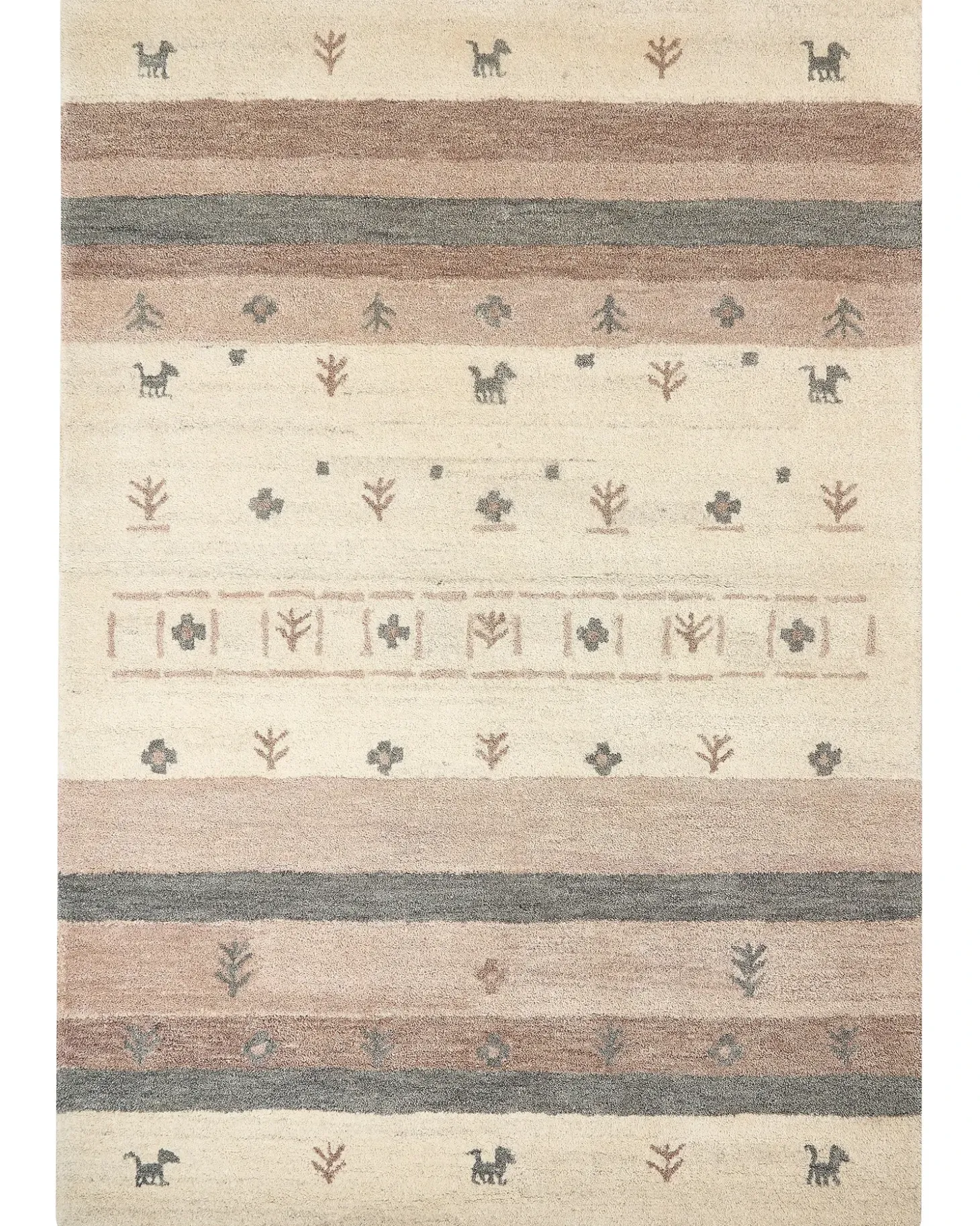 Gulvtæppe KARLI Beige 160 x 230 cm Uld Gabbeh