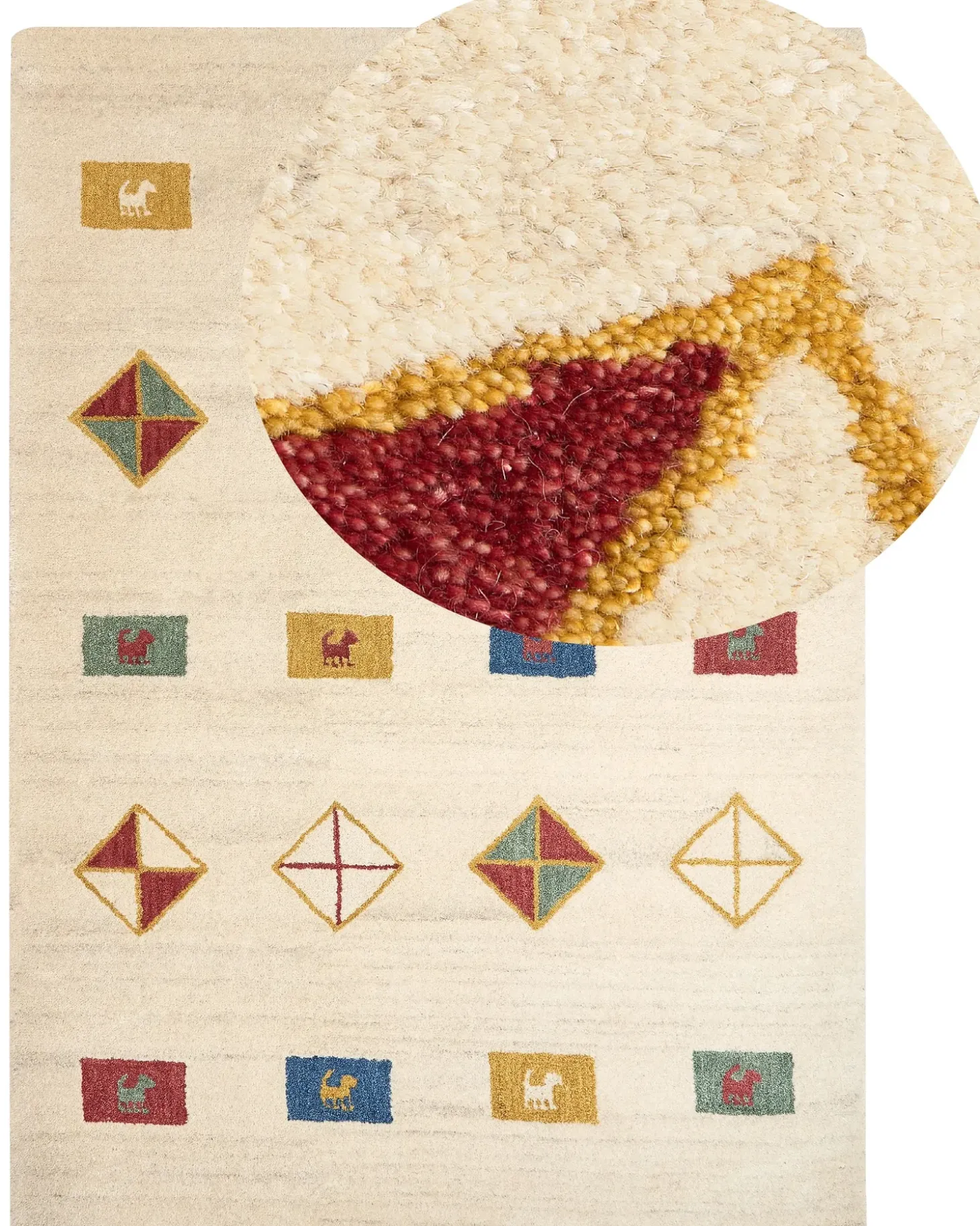 Gulvtæppe MISINLI Beige 160 x 230 cm Uld Gabbeh