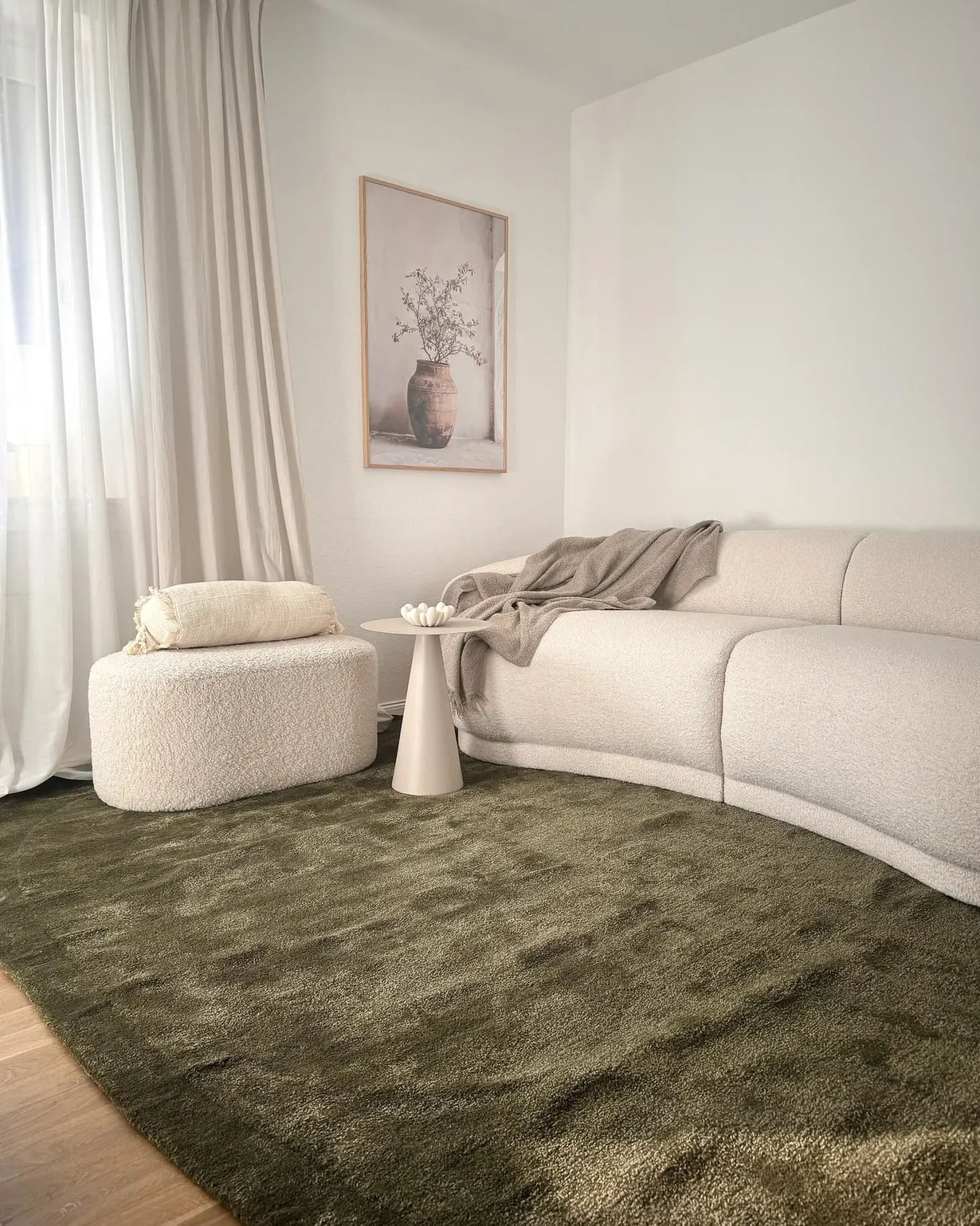 Gulvtæppe MITHA Olivengrøn 200 x 300 cm Viskose