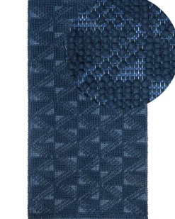 Gulvtæppe SAVRAN Navy Blå 80 x 150 cm Uld