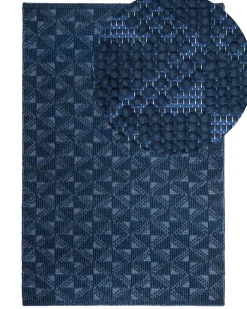 Gulvtæppe SAVRAN Navy Blå 140 x 200 cm Uld