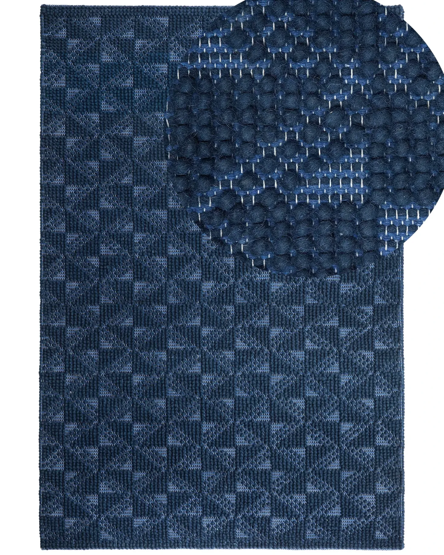 Gulvtæppe SAVRAN Navy Blå 140 x 200 cm Uld