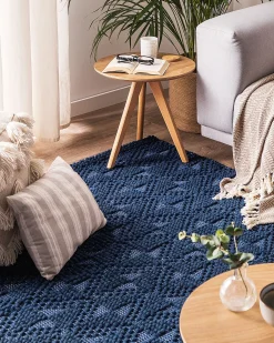 Gulvtæppe SAVRAN Navy Blå 140 x 200 cm Uld