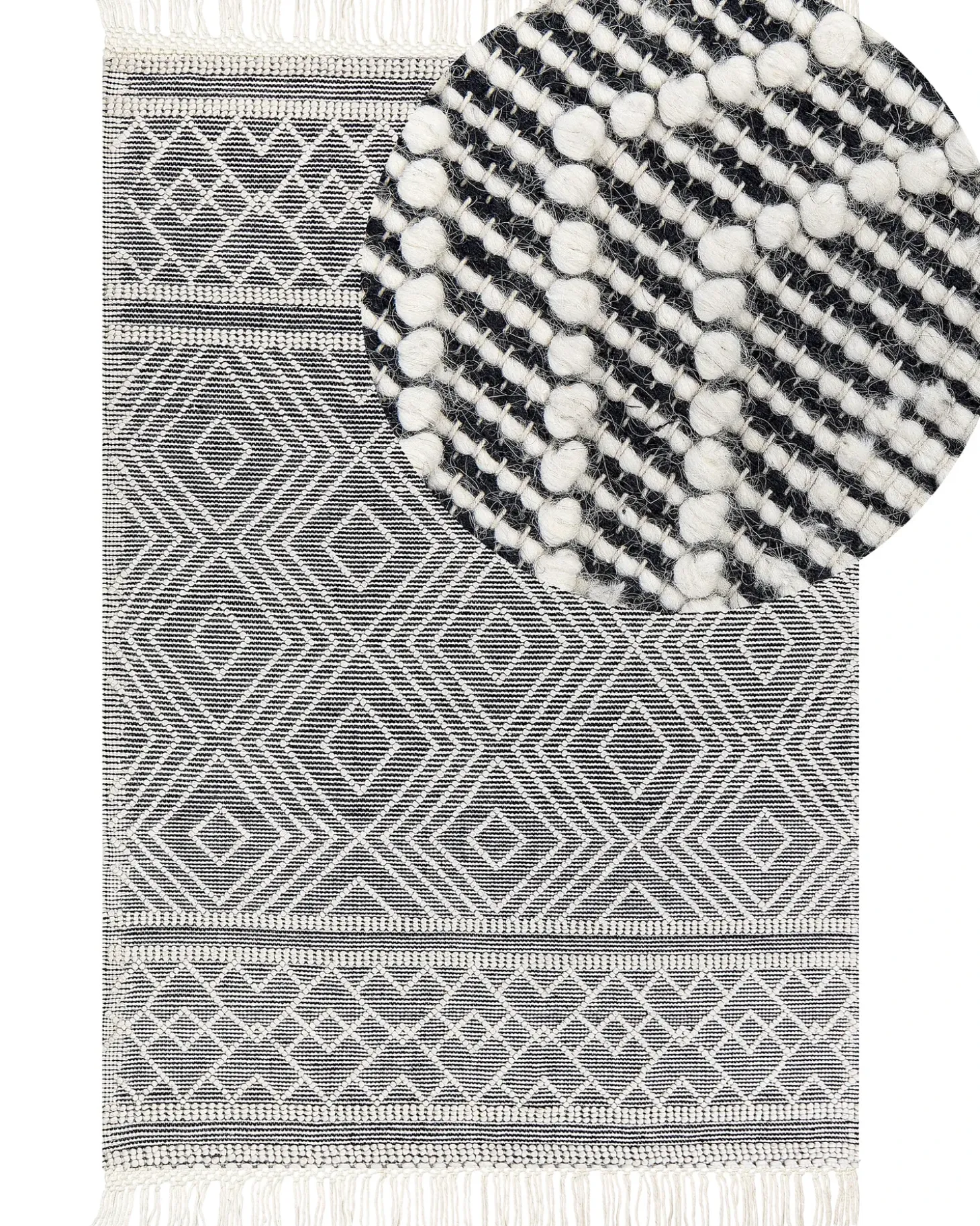 Gulvtæppe SAVUCA Sort 160 x 230 cm Uld