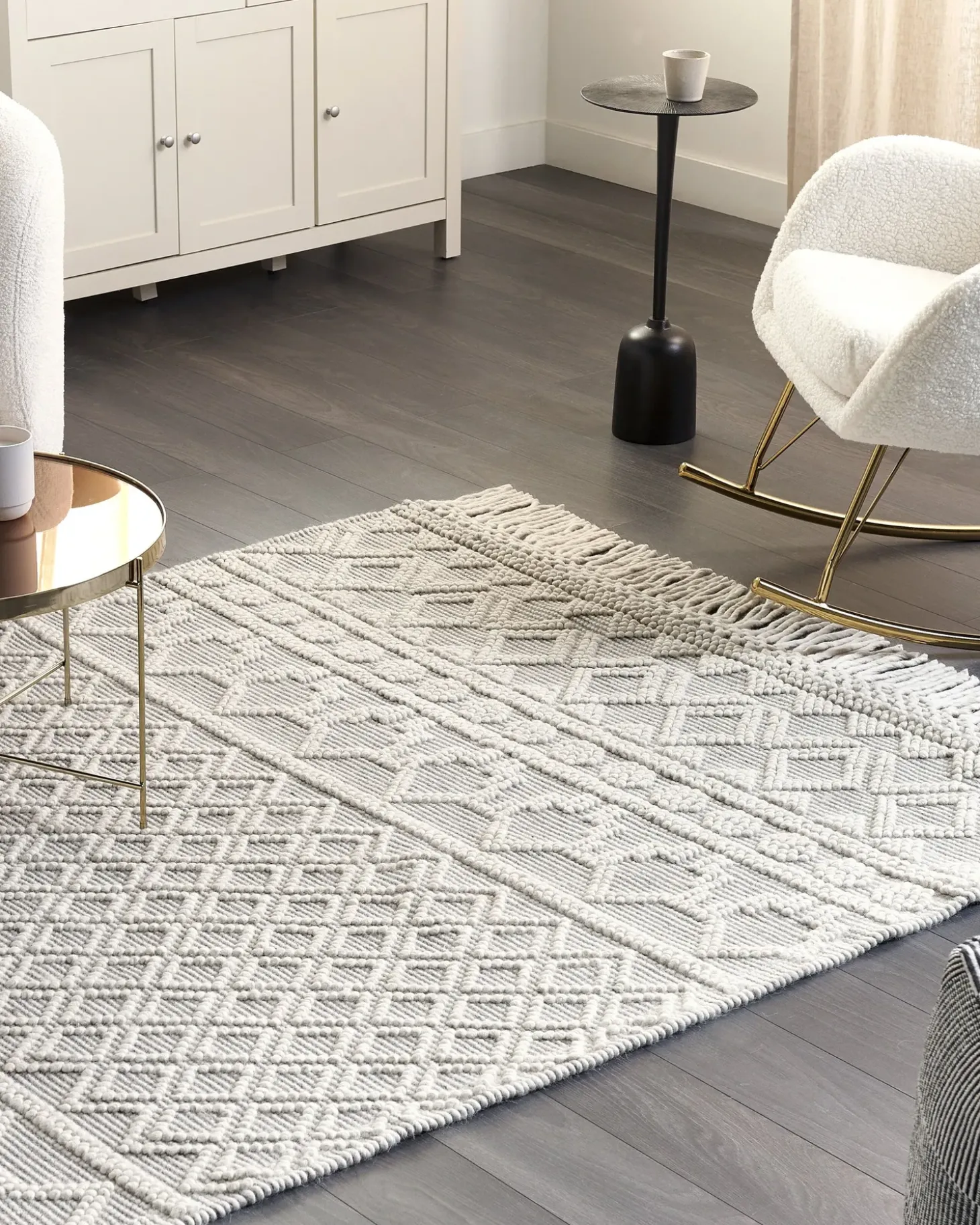 Gulvtæppe SOLHAN Grå Beige 160 x 230 cm Uld