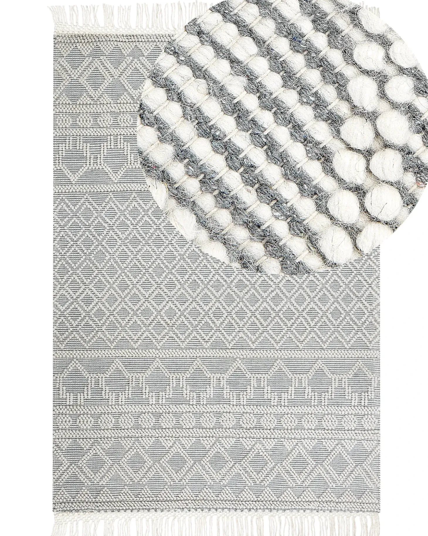 Gulvtæppe SOLHAN Grå Beige 160 x 230 cm Uld