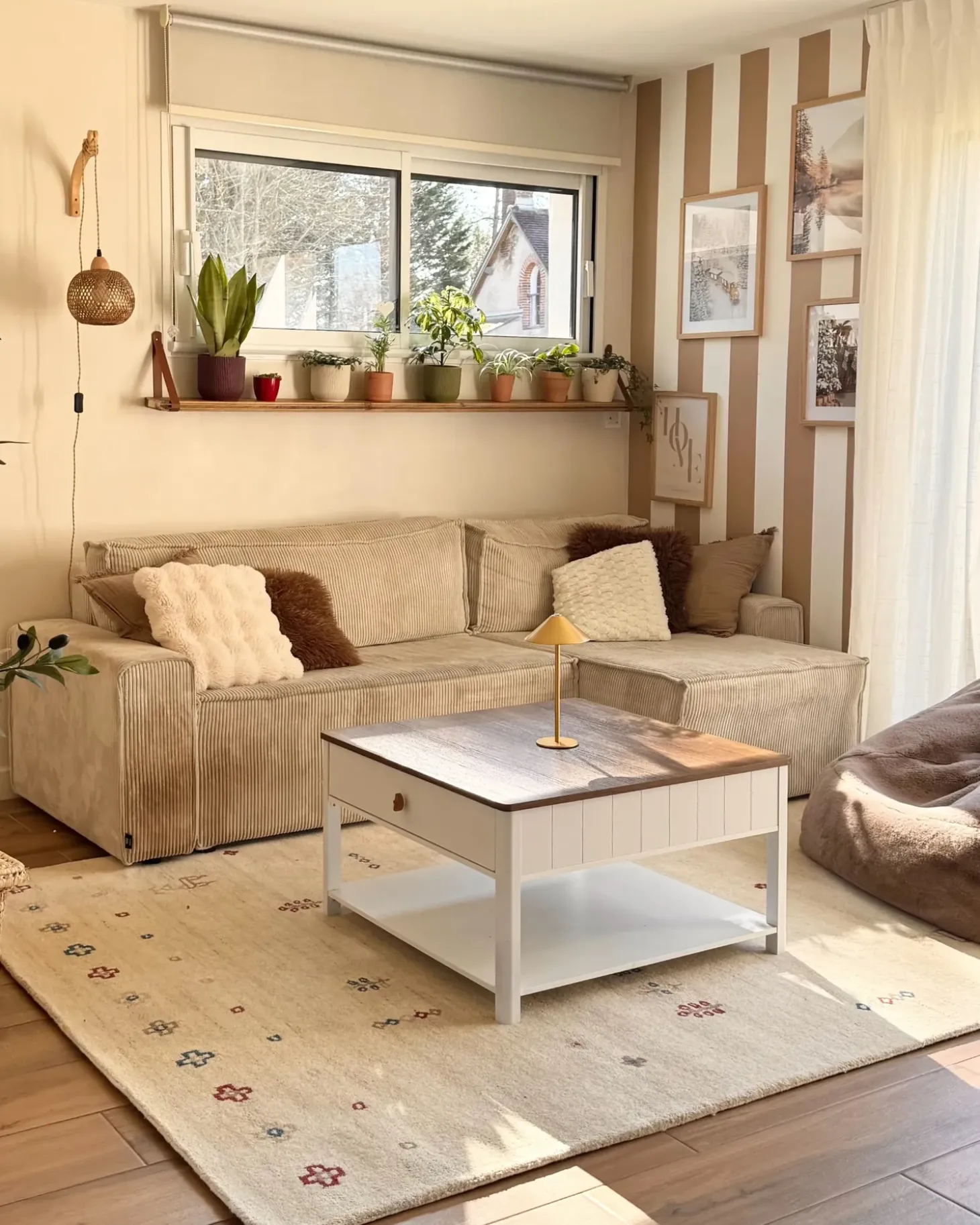 Gulvtæppe SULUCA Beige 200 x 300 cm Uld Gabbeh