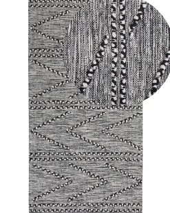 Gulvtæppe TERMAL Sort 80 x 150 cm Bomuld