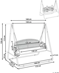 Gyngesofa NORCIA Metal Brun