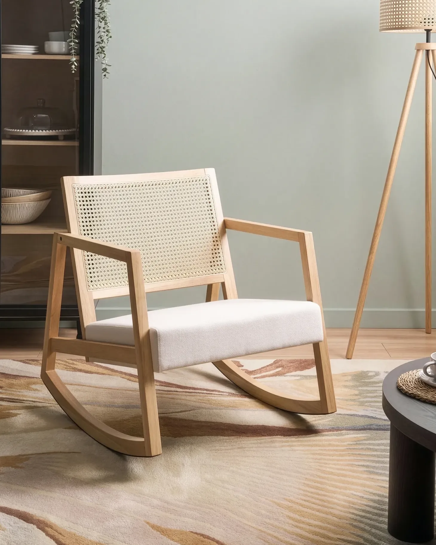 Gyngestol LEIDY Træ Lysebrun/lys beige