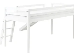 Halvhøj seng Fyretræ STAPLE 90 x 200 cm Med en rutsjebane Hvid