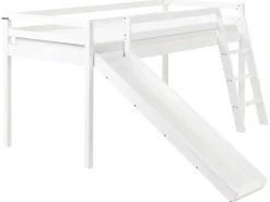 Halvhøj seng Fyretræ STAPLE 90 x 200 cm Med en rutsjebane Hvid