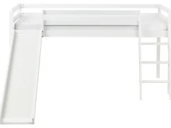 Halvhøj seng Fyretræ STAPLE 90 x 200 cm Med en rutsjebane Hvid