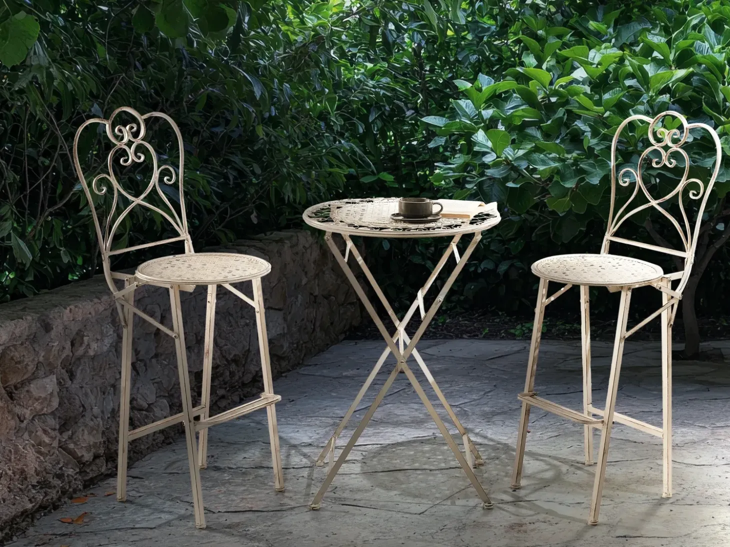 Havebar-sæt Foldbar TRIESTE Metal Lys Beige