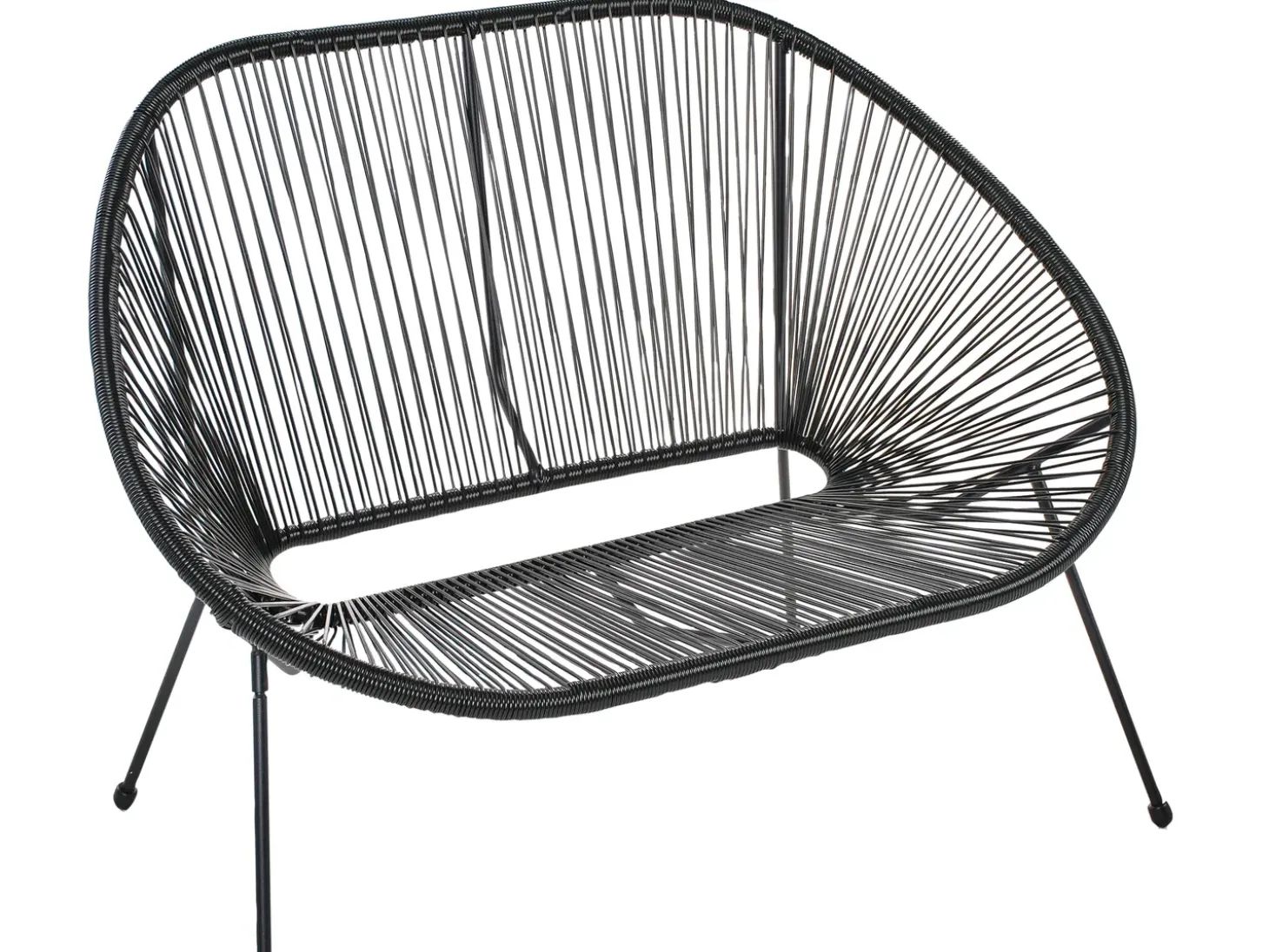 Havebænk ACAPULCO II 113 cm PE-rattan Sort