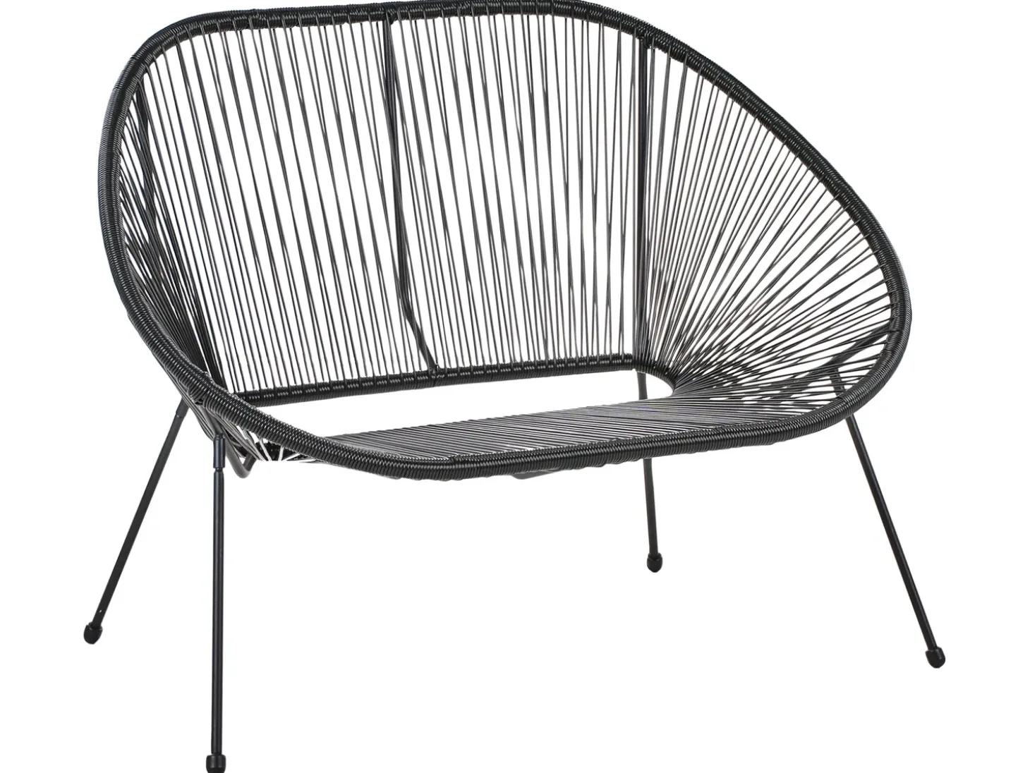 Havebænk ACAPULCO II 113 cm PE-rattan Sort