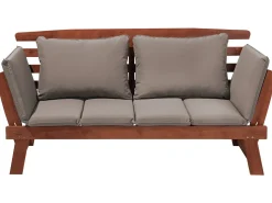 Havebænk med hynde PORTICI 210 cm Eukalyptustræ Mørkebrun/taupe