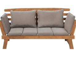 Havebænk med hynde PORTICI 210 cm Eukalyptustræ Lysebrun/taupe