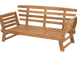 Havebænk med hynde PORTICI 210 cm Eukalyptustræ Lysebrun/taupe