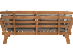 Havebænk med hynde PORTICI 210 cm Eukalyptustræ Lysebrun/taupe