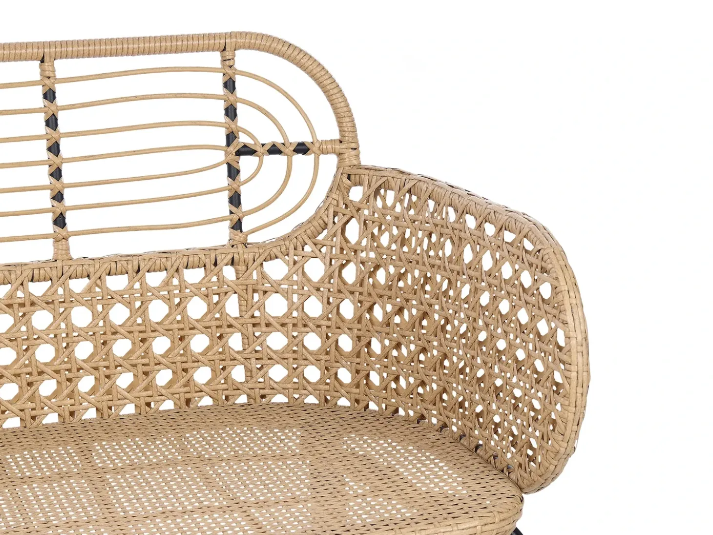 Havebænk med hynde PRATELLO 122 cm PE-rattan Naturlig