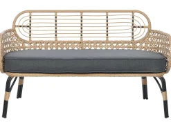 Havebænk med hynde PRATELLO 122 cm PE-rattan Naturlig