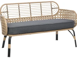 Havebænk med hynde PRATELLO 122 cm PE-rattan Naturlig