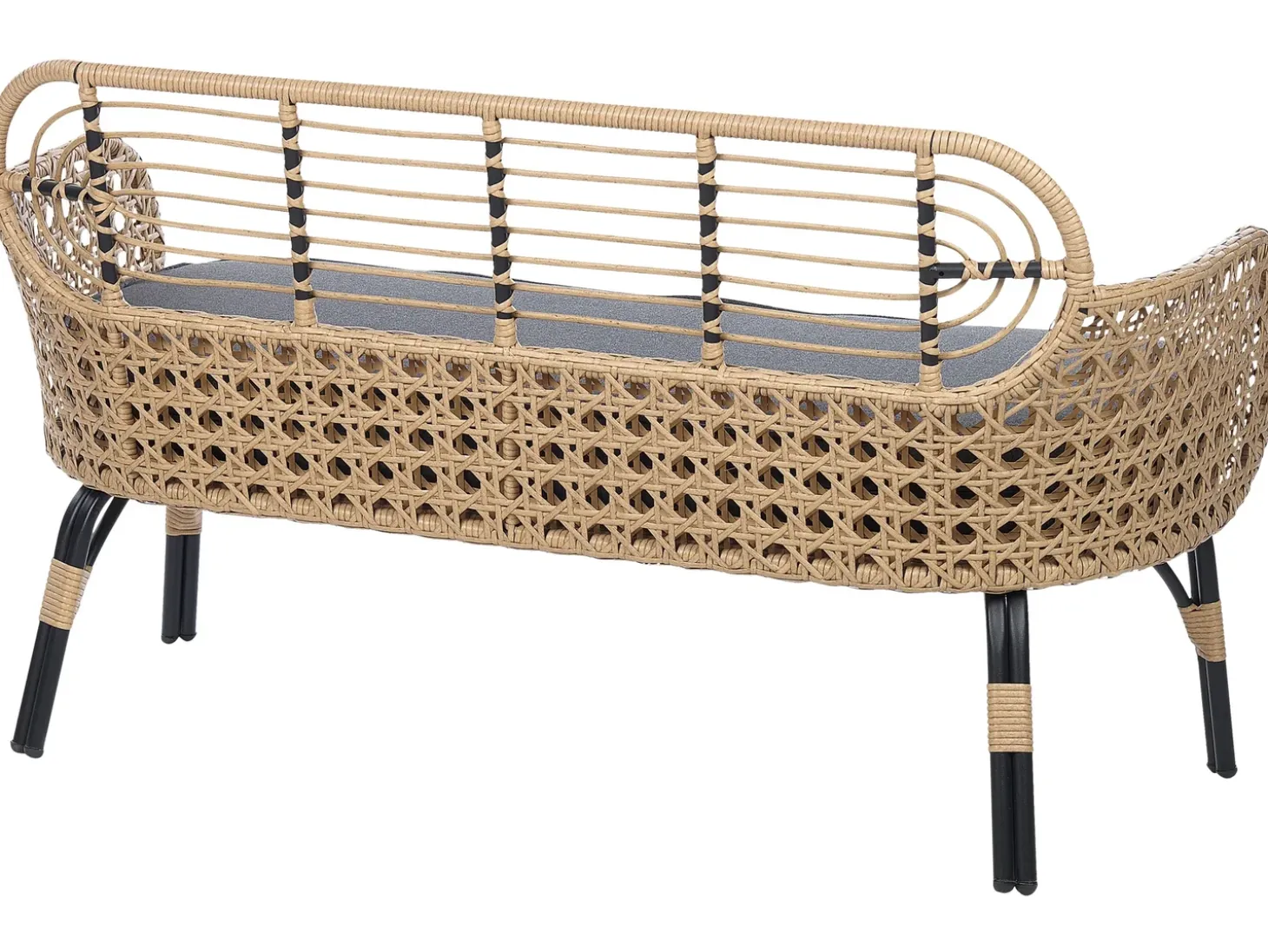Havebænk med hynde PRATELLO 122 cm PE-rattan Naturlig