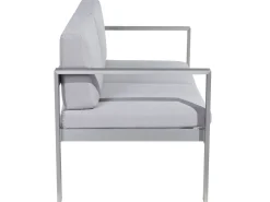 Havebænk med hynde SALERNO 142 cm Metal Lysegrå