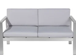 Havebænk med hynde SALERNO 142 cm Metal Lysegrå