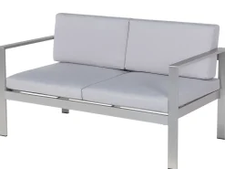 Havebænk med hynde SALERNO 142 cm Metal Lysegrå