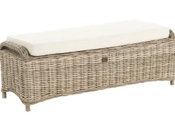Havebænk med hynde SUSUA 150 cm med fodskammel Rattan Naturlig