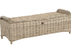 Havebænk med hynde SUSUA 150 cm med fodskammel Rattan Naturlig