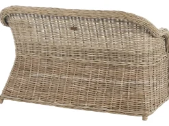 Havebænk med hynde SUSUA 141 cm med fodskammel Rattan Naturlig