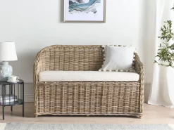 Havebænk med hynde SUSUA 141 cm Rattan Naturlig