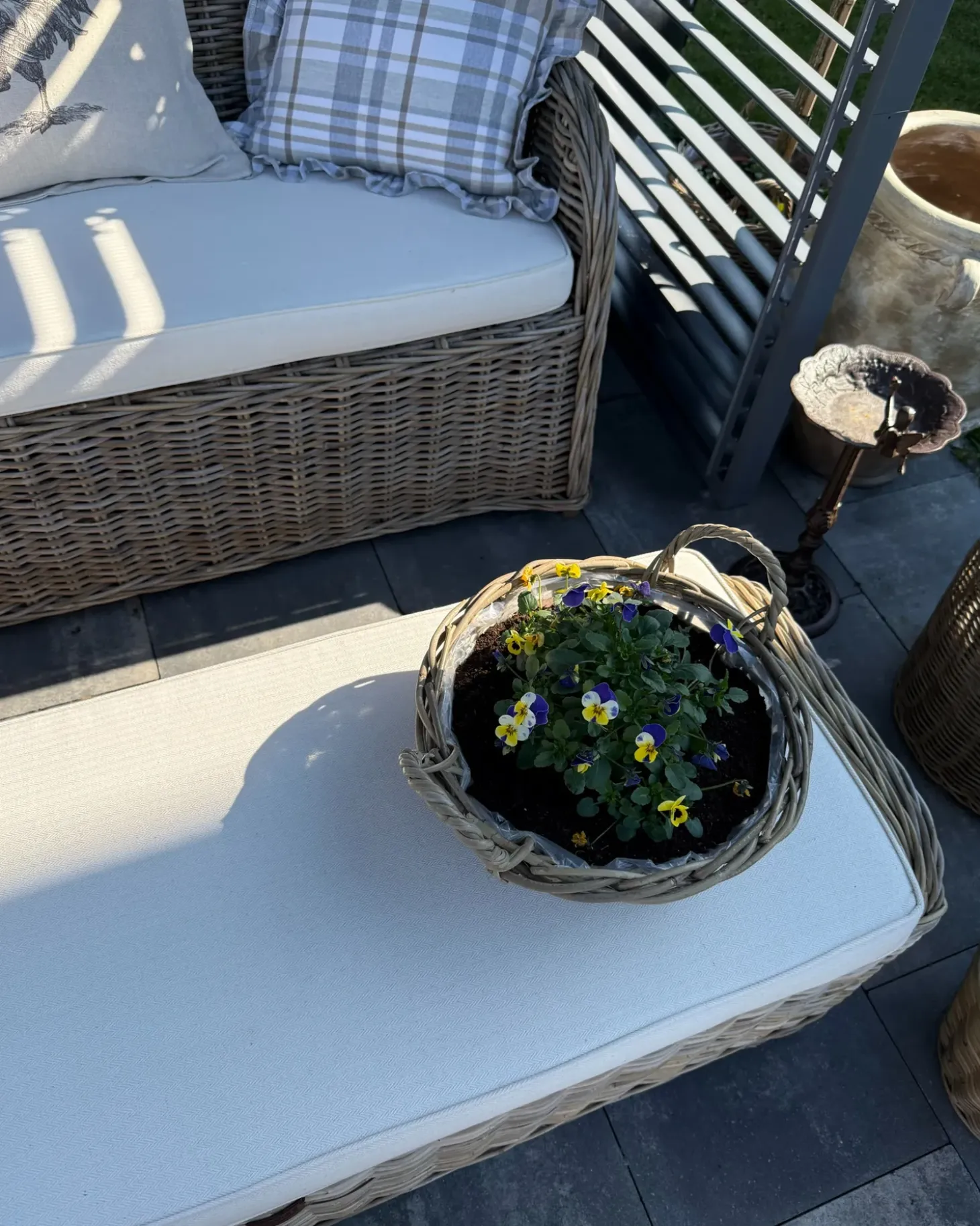 Havebænk med hynde SUSUA 141 cm Rattan Naturlig