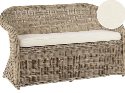 Havebænk med hynde SUSUA 141 cm Rattan Naturlig