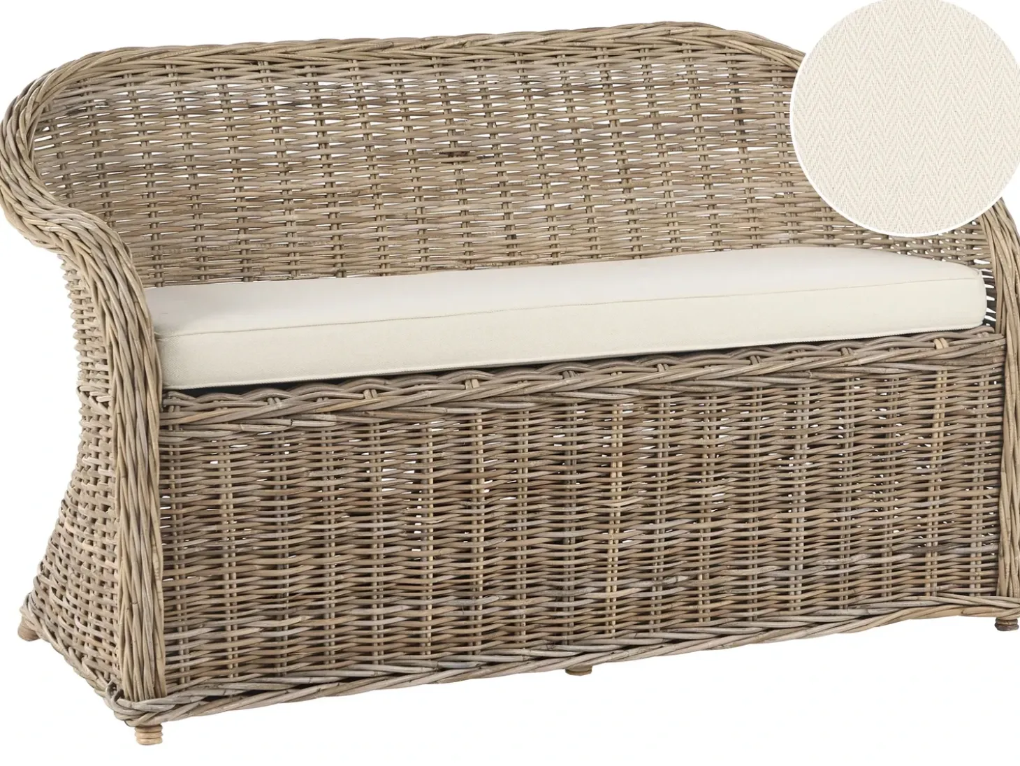 Havebænk med hynde SUSUA 141 cm Rattan Naturlig