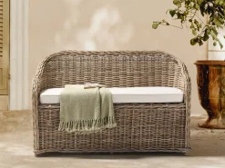 Havebænk med hynde SUSUA 141 cm Rattan Naturlig