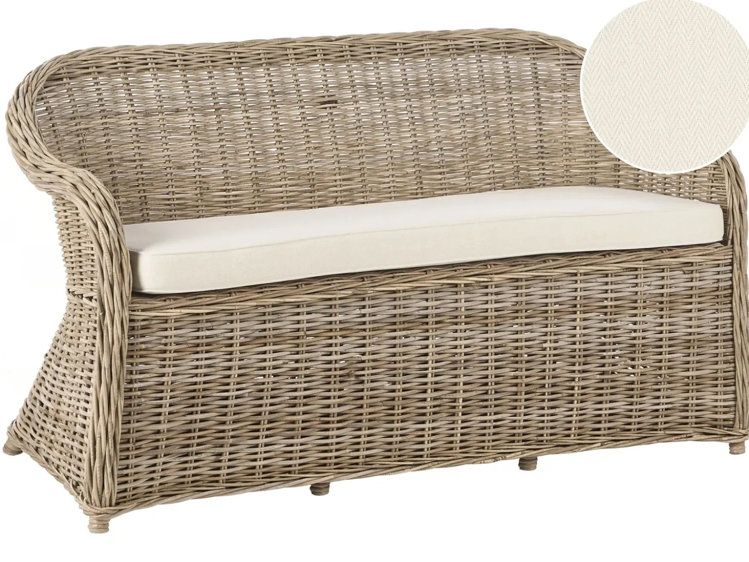 Havebænk med hynde SUSUA 150 cm Rattan Naturlig
