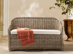 Havebænk med hynde SUSUA 150 cm Rattan Naturlig