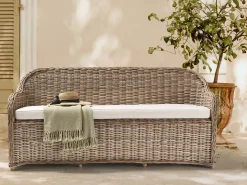 Havebænk med hynde SUSUA 189 cm Rattan Naturlig