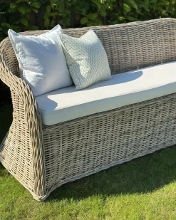 Havebænk med hynde SUSUA 189 cm Rattan Naturlig