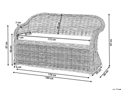 Havebænk med hynde SUSUA 189 cm Rattan Naturlig