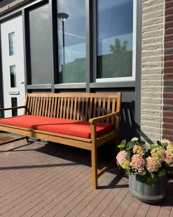 Havebænk med hynde VIVARA 180 cm Certificeret akacietræ Mørkerød