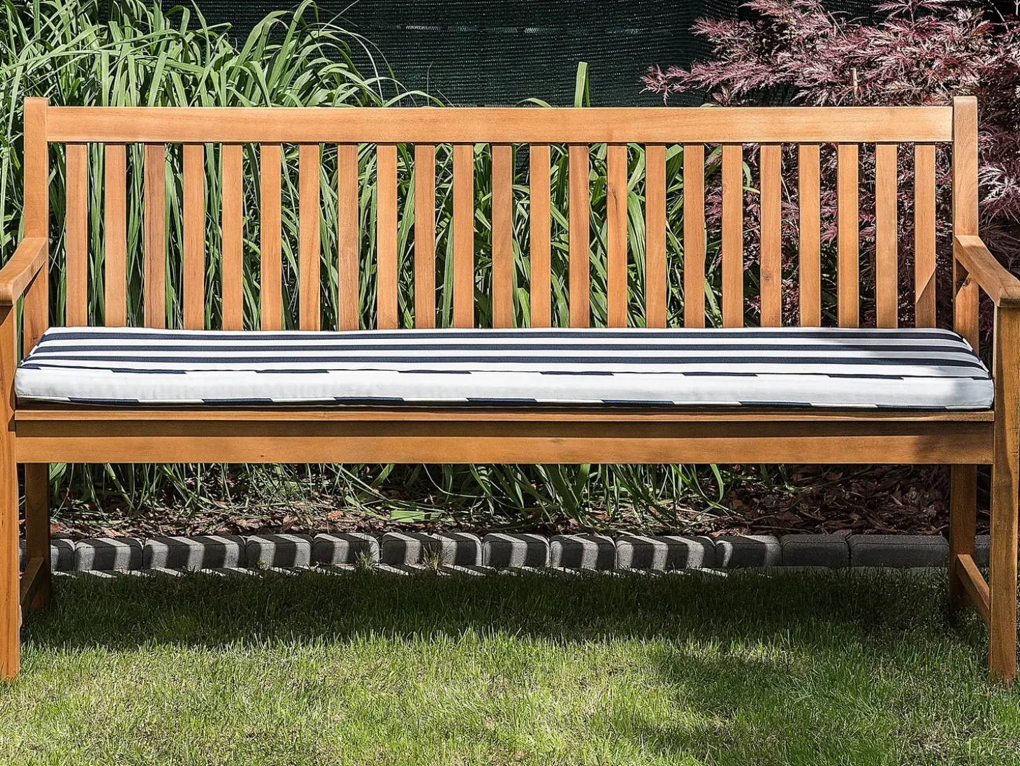 Havebænk med hynde VIVARA 160 cm Certificeret akacietræ Navy Blå