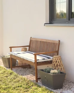 Havebænk med hynde VIVARA 160 cm Certificeret akacietræ Navy Blå