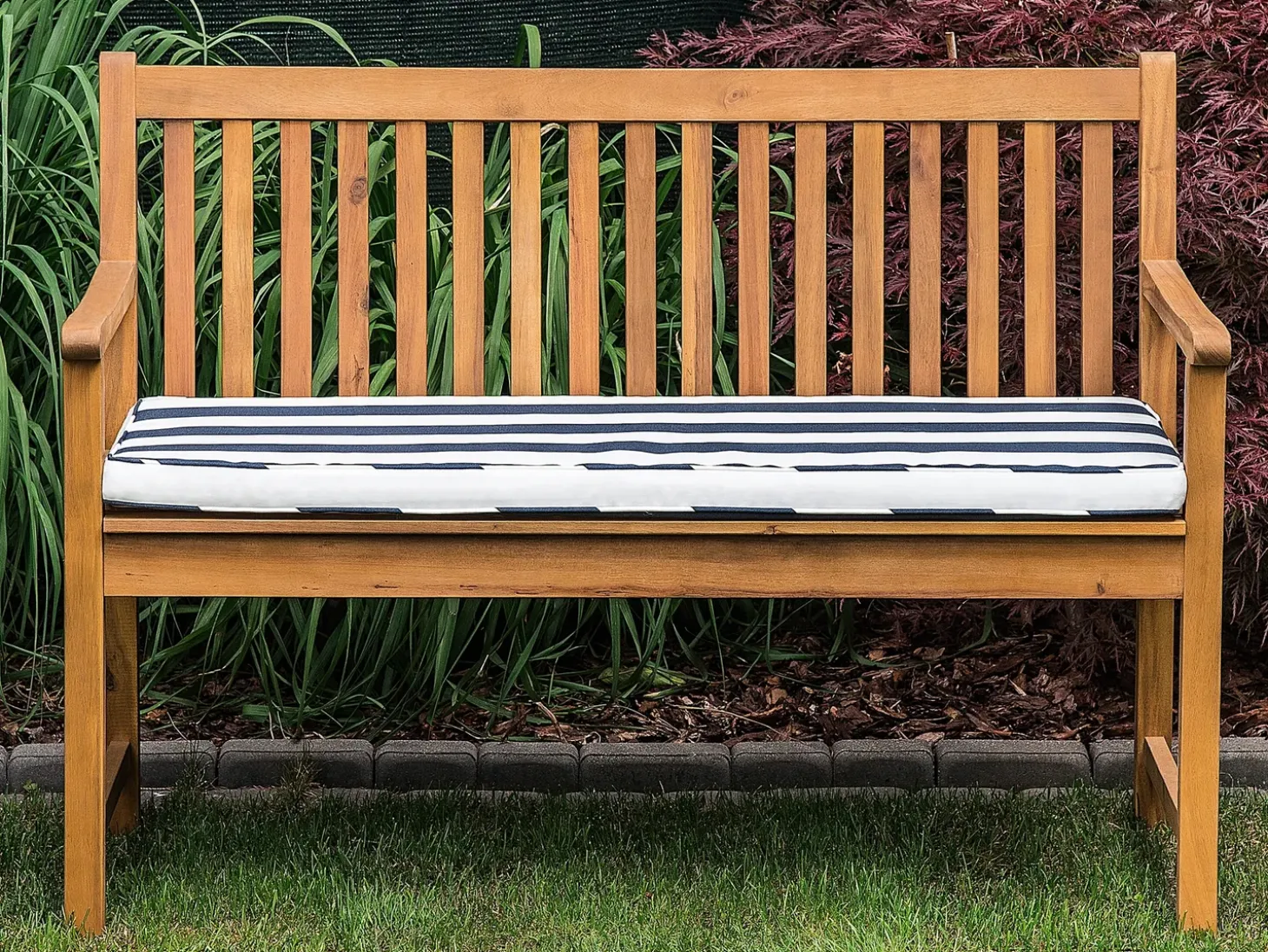 Havebænk med hynde VIVARA 120 cm Certificeret akacietræ Navy Blå