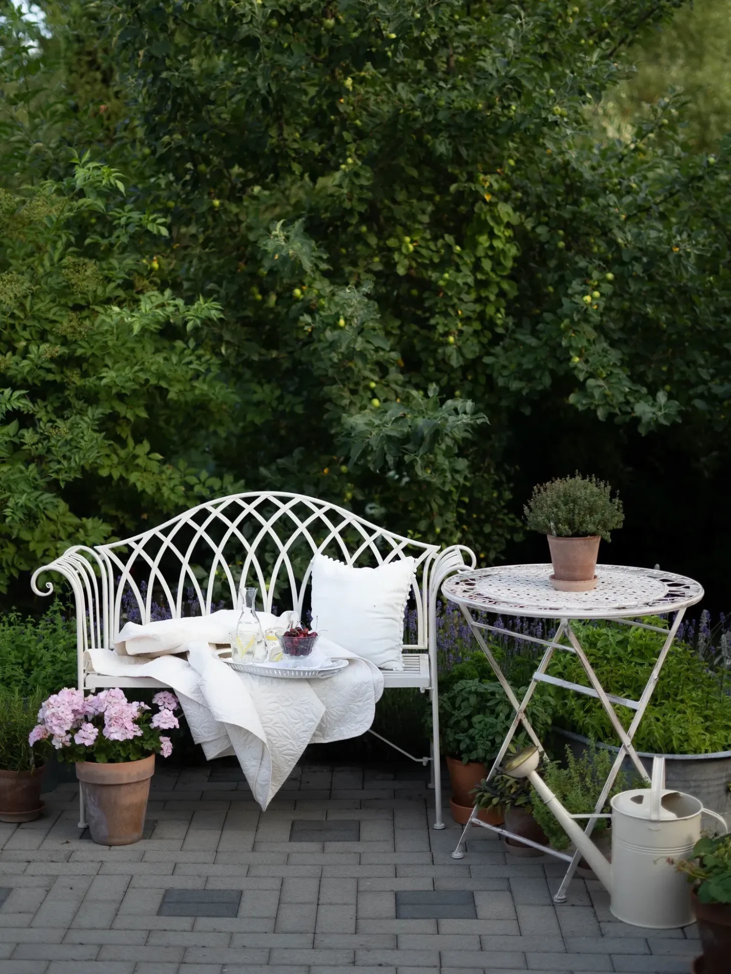 Havebænk MILAZZO 130 cm Metal Hvid