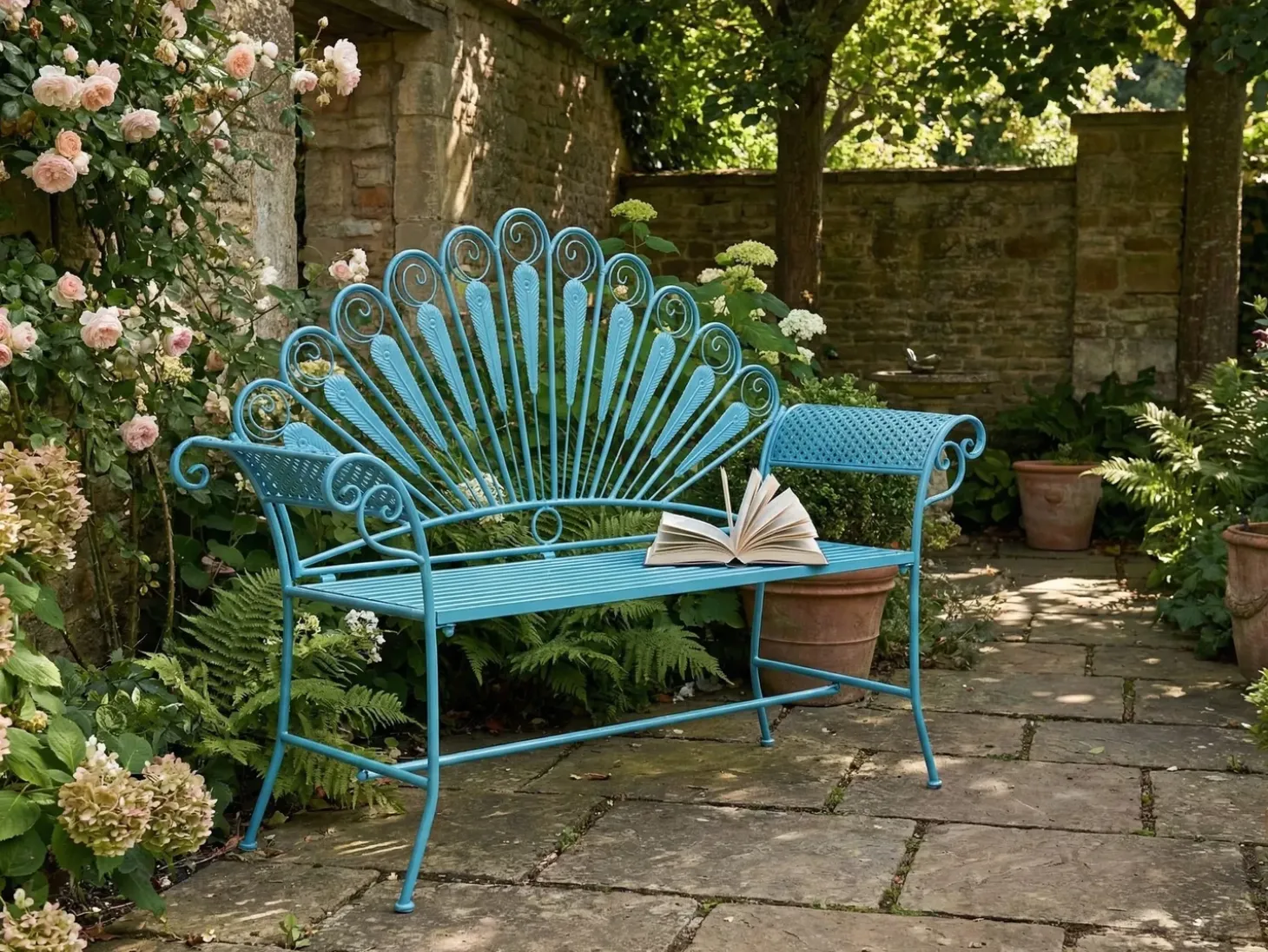 Havebænk PAVIA 146 cm Metal Blå
